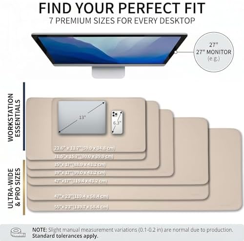 Large Desk Pad Non-Slip Desk Mat Protector for Keyboard Mouse Waterproof Vegan Leather Surface Faux Leather Laptop Mat Smooth Mouse Pad Premium Gift Tube Warm Beige 55" x 23" - Image 3