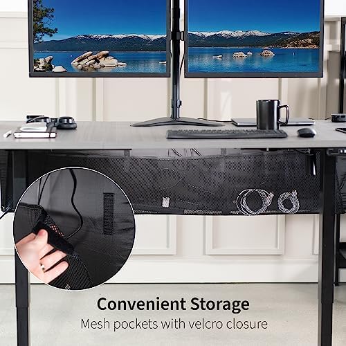 VIVO Black Under Desk 60 in Cable Management Sleeve, DESK-SKIRT-60 - Image 6