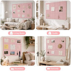 48" x 36" Large Felt Bulletin Board, Bold-Stripe 12-Pack Cork Boards | Fabric Bulletin Board with 60 Adhesive Tabs, 50 Pushpins, Felt Wall Tiles for Office Push Pin Board Felt Board, Coral Pink - Image 5