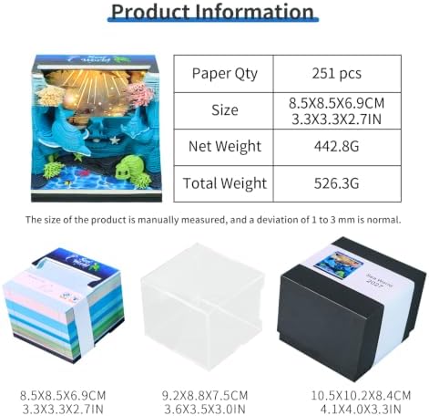 3D Time Piece Calendar, 2027 Desk Calendar With LED Light, 3d Tree Memo Pad Creative Desk Calendar, Christmas Gift for Colleague Friend, Desktop Decoration (Underwater World) - Image 5