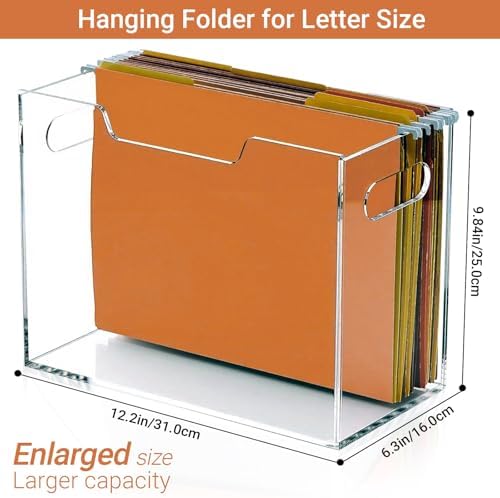 Acrylic File Folder Box, Letter Size Hanging File Organizer - Image 2