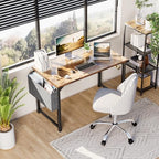 OLIXIS 47 Inch Computer Office Desk for Small Spaces, Writing Gaming Work Desk Modern Study Table with Storage Bag & Headphone Hook Home Bedroom, Rustic Brown - Image 2