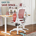 GABRYLLY Ergonomic Office Chair, High Back Home Desk Chair with 2D Flip-Up Arms, 3D Headrest, 90-120° Tilt and Wide Cushion, Big and Tall Mesh Chairs for Man Woman, Computer Task Chair Red - Image 5