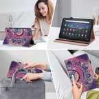 Case for Amazon Kindle Fire Max 11 (13th Generation, 2023 Release) 11" - PU Leather Flip Case with Elastic Band & Card Slots/Holder, Multi-Angle Viiewing Stand Tablet Cover, Mandala - Image 5