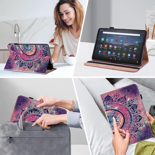 Case for Amazon Kindle Fire Max 11 (13th Generation, 2023 Release) 11" - PU Leather Flip Case with Elastic Band & Card Slots/Holder, Multi-Angle Viiewing Stand Tablet Cover, Mandala - Image 5