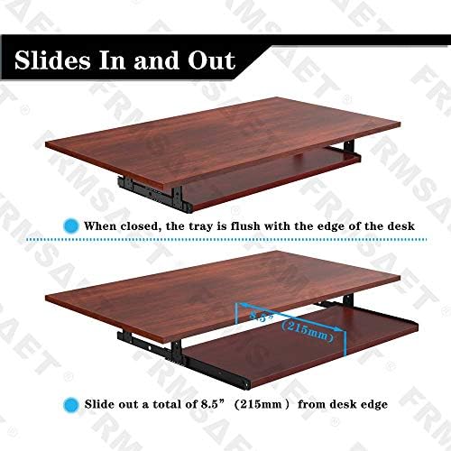 FRMSAET Under Desk 20/24/30 inch Keyboard Drawer Platform (30 in, Mahogany) - Image 3
