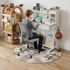 WINAZ White Kids Desk with Hutch, Height Adjustable 32" Small Study Table - Image 4