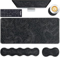 Keyboard Wrist Rest and Mouse Pad with Wrist Support Set Ergonomic Coaster,Memory Foam,Easy Typing Pain Relief,Large XL Desk Mat 31.5"x 11.8",Topographic Contour by CICPLKSE
