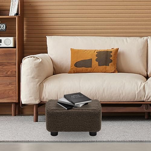 CAROLMADE Small Foot Stool Ottoman Footstool with Legs Under Desk Footrest for Living Room Bedroom and Office, Soft Brown - Image 2