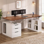 SEDETA 63" Modern Electric Standing Desk with 3 Drawers, Storage Shelves by SEDETA