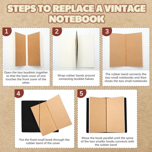 Thenshop Traveling Refillable Leather Journal Notebook, Black, Stand Size - Image 4