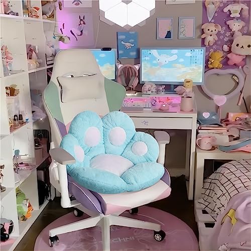 Ditucu Cat Paw Cushion Kawaii Chair Cushions 27.5 x 23.6 inch Cute Stuff Seat Pad Comfy Lazy Sofa Office Floor Pillow for Gaming Chairs Room Decor Blue - Image 6