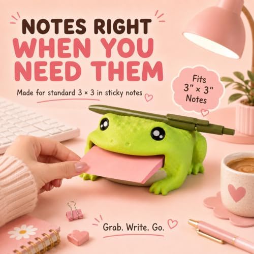 3D Printed Frog Sticky Note Holder with Pen Rest,Sticky Note Holder (Frog+Cow-Brown) - Image 4