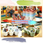 6 Pack Classroom Caddy Organizer with Handle Morandi Plastic Table Caddy 6 Compartments Storage Cup Holder for School Supplies Art Crafts Crayons Pencils Stackable Desk Daddy for Office - Image 6