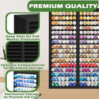 PROLEE Marker Organizer for 224 Markers, Wooden Alcohol Marker Holder with 32 Compartments, Horizontal Art Pen and Pencil Storage Rack for Desk, Classroom and Studio, Black - Image 4
