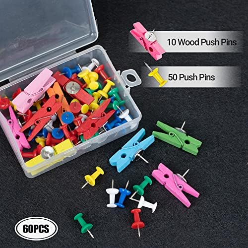 AKTOP Cork Board Bulletin Board 12x12, 1/2" Thick Felt Cork Board Tiles 6 Pack, Small Square Pin Board for Wall, Self Adhesive Corkboards with 60 Push Pin Wood Clips for School, Home & Office, Black - Image 6