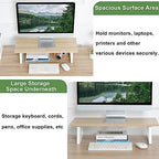 TEAMIX 24 inch Monitor Riser for Desk, Wood & Steel Computer/TV Stand Maple - Image 3