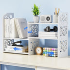 YGYQZ Adjustable Desktop Shelf Organizer, 3-Tier Desk Shelf, White Pattern by YGYQZ