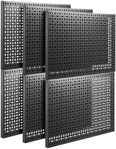 6 Pack Peg Board, 16×12" Black Metal Pegboard Wall Panels for Garage by DHLANROY