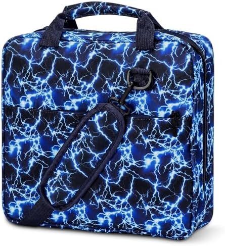 Zipper Binder Folder Keeper with Strap 2", 3 Ring, Blue, Lightning by Heentan
