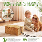 2 PCS Handwoven Cable Management Box Cord Organizer Box Set with 2 Exits - Image 5
