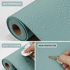 AFIING Cork Desk Mat 47" x 23.6", Dual-Sided Natural Cork & PU Leather Desk Pad, Non-Slip Waterproof Large Mouse Pad for Office, Home & Gaming (Light Blue) - Image 3