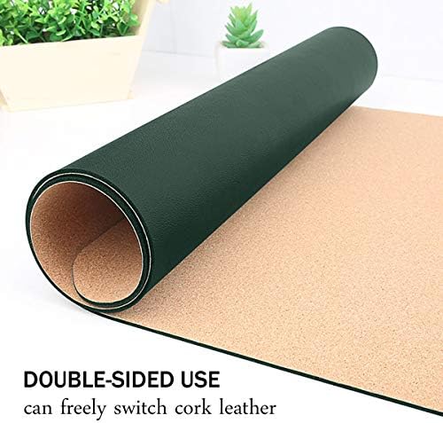 Desk Mat, Waterproof Desk Pad Protector, Eco-Friendly Natural Cork & Leather Double-Sided Office Desk Mat Mouse Pad, Smooth Surface Soft Desk Writing Mat for Office Home Work Game (Green, 47x24Inch) - Image 2