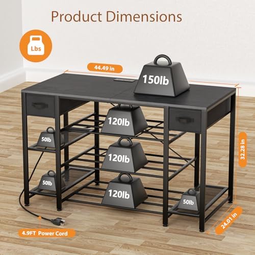 3D Printer Table with Storage, Heavy Duty Metal 3D Printer Stand with Filament Storage Drawer & Power Hub, Large Capacity 3D Printer Desk for Workshop, Studio & Home Office(Black) - Image 5