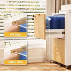 2 Drawers Fluted Mobile File Cabinet with Lock, Rolling File Cabinet Printer Stand Table, Under Desk Wooden Filing Cabinets for Home Office Essentials Storage Organization Furniture Letter/Legal/A4 - Image 4