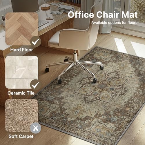 36"x60" Office Chair Mat for Hardwood Floor, Non-Slip Washable Brown - Image 3