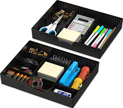 Simple Houseware Drawer Organizer Tray, 9 Compartments, 2-Pack, Black by SimpleHouseware