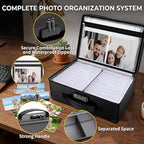 ENGPOW Fireproof 5200°F Photo Storage Box with 16 Inner 4" x 6" Photo Case(Clear), Photo Organizer with Lock, Portable Acid-Free Photo Keeper Safe Storage with Handles for Home, Office, Travel - Image 4