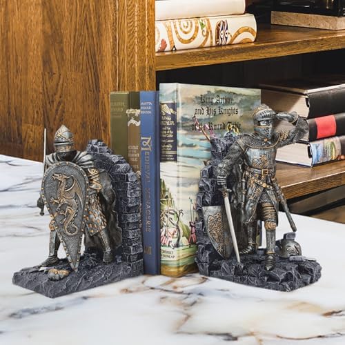 Design Toscano Arthurian Knight Bookends,Grey Stone,8 Inch, Set of Two - Image 2
