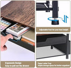 Printer Stand for Desk, Desktop Printer Shelf for Home Office, Brown - Image 7