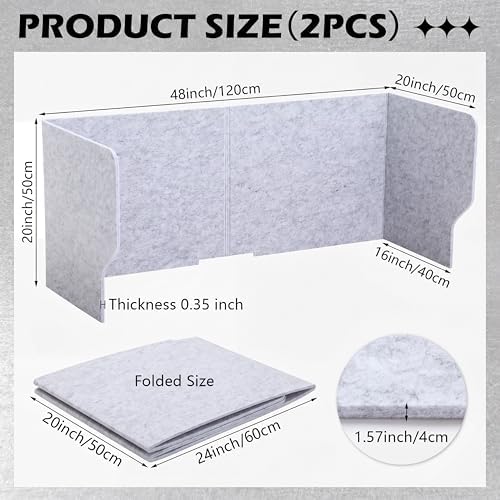 Dunzoom 2 Pcs Large Desk Divider Foldable U Privacy Partition 48"L x 20"H - Image 2