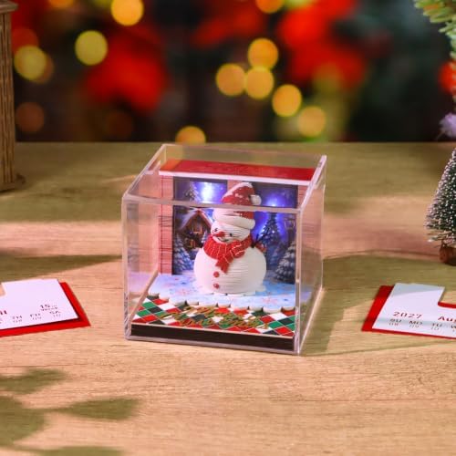3D Calendar 2027, Desk Time Piece Calendar 2027,Tear-Away 3D Paper Art Notepad w LED Lights,Creative 3D Memo Artsy Pad Calendars, DIY Paper Carving Gift (Christmas Snowman) - Image 4