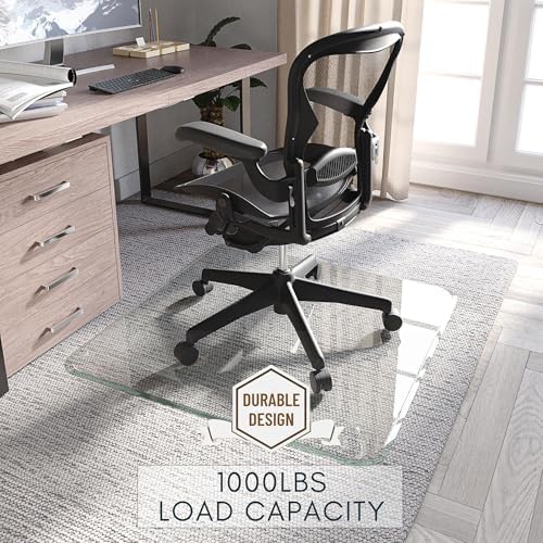 Tempered Glass Office Chair Mat for Carpet & Hardwood, 42" x 42", Clear - Image 4
