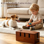 Wooden Cable Management Box, Power Strip Cord Hider with 5 Cable Slots - Image 6