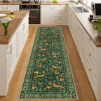 DUKINO 2x8 Washable Runner Rug, Non Slip Animal Kitchen Runner Rug, Green by DUKINO