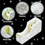 Buqoo 2 PCS Bling Crystal Handmade Diamond Sticky Note Holder and Tape Dispenser Office Supplies Dazzling Rhinestone Bling Desk Accessories for Women Office (Silver) - Image 7