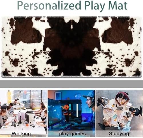 Large Gaming Mouse Pad + Keyboard Wrist Rest + Wrist Support + Coaster Set, Memory Foam Ergonomic for Easy Typing, XXL Extended Gaming Mouse Pad Table Pad - Cow Hide Print - Image 7