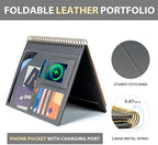 Ospelelf Clipboard with Storage for Men Women, Leather Padfolio Portfolio Organizer 5 Folders with 10 Pockets, Spiral Clipboard Folio with Notepad for Letter Size, Elastic Closure and Pen Loop Grey - Image 6