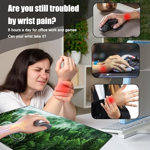 Desk Mat, Mouse Pad with Wrist Rest, 4-in-1 Large Mouse Pads for Desk, Ergonomic Mouse Pad and Keyboard Wrist Rest Gaming Keyboard Mat for Office,Green Tree Forest - Image 5