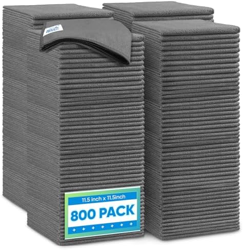 HOMEXCEL 800 Packs Microfiber Cleaning Cloth, 11.5 x 11.5 inch Microfiber Towels for Cars, Ultra Absorbent Washing Cloth, Lint Free Streak Free Cleaning Rags for Car, Kitchen, and Window (Grey) by HOMEXCEL