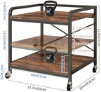 Under Desk Printer Stand with Power Outlet, Adjustable Shelf,Rustic Brown - Image 3