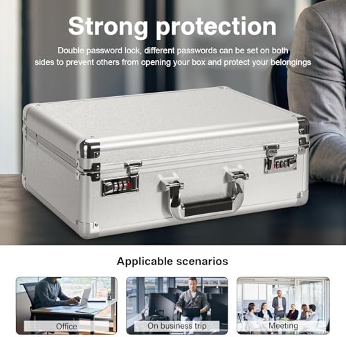 LOCKCURX File Organizer Storage Box, 16.9 x 12.2 x 6.3 Inch Metal Briefcase - Image 5
