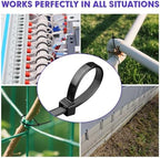 RAZCC 1200pcs Black Cable Zip Ties 16 Inch, Heavy Duty Plastic Wire Ties with 100lb Tensile Strength, Self-Locking Black Nylon Tie Wraps for Indoor and Outdoor - Image 7