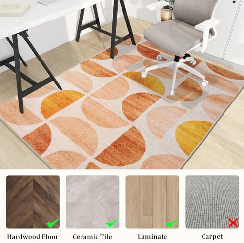 Office Chair Mat for Hardwood Floor, 72"x48" Easy Glide Computer Desk Mat Protector for Rolling Chair Under Desk Rug Nonslip Backing, Machine Wash, (Modern) - Image 3