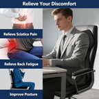 Seat Cushion,Lumbar Support Pillow for Office Chair,Ergonomic Memory Foam Back Support Pillow, High Density Foam Chair Cushion for Sciatica Pain Relief Coccyx Pad for Chair,Car,Desk,Black - Image 3