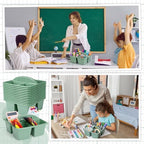 Geetery 12 Pack Eucalyptus Green Plastic Portable Storage Caddy, Sturdy 3 Compartment Table Organizer Caddy with Handle for Home Office Bathroom Countertop Vanity Desk Utility Supplies Storage - Image 5